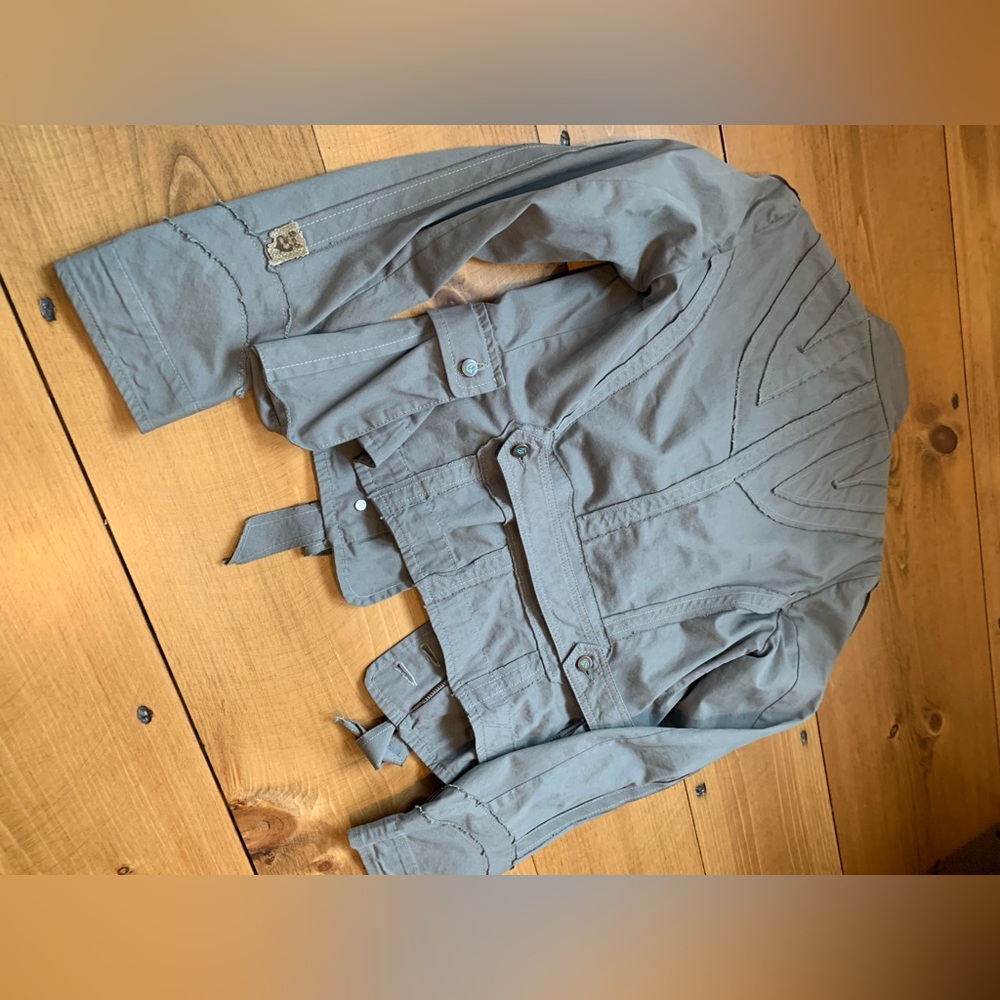 Qoo Made in Italy Cropped Utility Jacket Taupe Size M - Picture 4 of 8